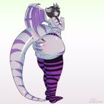  anthro big_butt butt clothed clothing coldfrontvelvet crossdressing dragon girly horn huge_butt huge_thighs hyper hyper_butt male solo thick_thighs underwear wings 