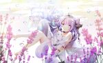  azur_lane barefoot bubbles dress flowers hms_unicorn_(azur_lane) long_hair purple_eyes purple_hair tagme_(artist) underwater water 