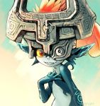  1girl fang female grin helmet midna nintendo one_eye_covered orange_hair pointy_ears red_eyes smile solo teeth the_legend_of_zelda the_legend_of_zelda:_twilight_princess tuyuga yellow_sclera 