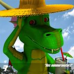  2014 2_fingers 3d_(artwork) beverage claws cloud digital_media_(artwork) dracorex dragon fangs hat horn icon looking_at_viewer male rangarig rangarig_rex red_eyes scales scalie sky slit_pupils small_wings smile solo straw straw_hat summer teeth wings 