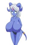  animated big_breasts bouncing_breasts breasts clothed clothing draenei female hair horn huge_breasts humanoid nemufae not_furry pointy_ears simple_background smile solo topless underwear video_games warcraft white_background white_hair yrel 