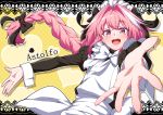  all_male apron astolfo bow braids fang fate/grand_order fate_(series) headdress long_hair maid male pink_eyes pink_hair ponytail ribbons takatun223 trap 
