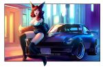  ailaanne animal_humanoid breasts canine car cleavage clothed clothing female fox green_eyes humanoid mammal nissan pinup pose sitting solo vehicle 
