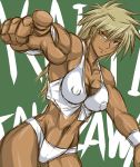  blonde_hair breasts cowboy_shot dark_skin muscle nipples original tagme takizawa_kairi taroimo_(00120014) 