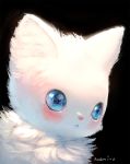  blue_sailor_collar blush cat cat_focus commentary_request highres manino_(mofuritaionaka) no_humans original sailor_collar signature simple_background sparkling_eyes white_cat 