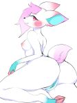  2018 animal_crossing anthro blush breasts butt cervine diana_(animal_crossing) eyelashes female fur hair hi_res hooves mammal napdust nintendo nipples nude pussy smile solo video_games white_fur wide_hips 