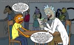  anthro bojack_horseman bojack_horseman_(character) chair clothing diane_nguyen english_text female hair human male mammal morty_smith mr._peanutbutter mrwolfhare open_mouth princess_carolyn rick_and_morty rick_sanchez speech_bubble text 