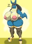  anthro areola beauty_mark big_breasts big_lips bracelet breasts butt clothed clothing female footwear high_heels huge_breasts hyper hyper_breasts jewelry legwear lips looking_at_viewer lucario makeup mostly_nude nintendo nipples platform_footwear platform_heels pok&eacute;mon pok&eacute;mon_(species) pussy shoes slightly_chubby solo stockings thick_thighs video_games voluptuous zeromccall 