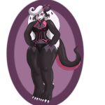  anthro black_scales clothing corset fan_character female forked_tongue hair hands_on_hips hybrid invalid_tag lingerie nintendo pok&eacute;mon pok&eacute;mon_(species) reptile salazzle scales scalie smoothjazzmann_(artist) solo tongue tsareena vanessa_(smoothjazzmann) video_games white_hair wide_hips 