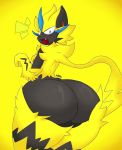  anthro arthurclaws big_butt blue_eyes blush butt cute embarrassed female flustered fur invalid_background invalid_color looking_back nervous nintendo pok&eacute;mon pok&eacute;mon_(species) video_games wide_hips zeraora 