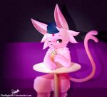  &lt;3 2018 beverage blush coffee cute drinking eeveelution espeon hat hi_res male nintendo one_eye_closed pok&eacute;mon pok&eacute;mon_(species) senz sitting sofa straw table video_games wink 