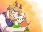  anthro asgore_dreemurr asriel_dreemurr azenzeph beard blue_eyes book boss_monster caprine child clothing coffeelemental duo facial_hair father father_and_son fur green_eyes long_ears male mammal parent reading smile son undertale video_games white_fur young 
