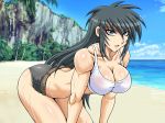  1girl bikini black_hair blue_eyes long_hair muscle original shimamoto_utako solo swimsuit tagme taroimo_(00120014) 