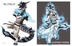  2018 altalis amon-sydonai anthro aura battle clothed clothing dragon eastern_dragon energy first horn martial_arts punch scalie topless whiskers 