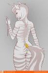  2018 anthro butt clothing_lift digital_media_(artwork) equine fan_character female horn horse mammal my_little_pony nipples nude reaper3d simple_background smile solo stripes tongue tongue_out unicorn zebra 