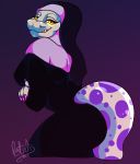  2018 anthro breasts butt clothed clothing digital_drawing_(artwork) digital_media_(artwork) dragon female hi_res invalid_tag kotalis lizard looking_at_viewer nun pose reptile scalie simple_background smile solo standing teeth the_nun yellow_eyes 