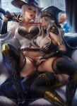  ashe ashe_(overwatch) cleavage crossover league_of_legends overwatch sakimichan 