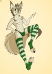  claws clothed clothing feline girly green_eyes hair jenka_zlanski legwear lynx male mammal panties partially_clothed pawpads paws stockings toe_claws toes topless underwear xeno1805 