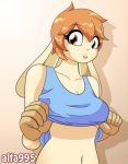  &lt;3 2018 alfa995 animated anthro areola breasts brianne_(spikedmauler) clothed clothing clothing_lift digital_media_(artwork) female flashing hair lagomorph looking_at_viewer mammal navel nipples one_eye_closed open_mouth rabbit shirt shirt_lift short_hair smile solo wink 