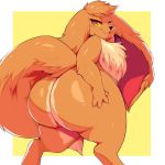  &lt;3 &lt;3_eyes 2018 anthro big_butt big_ears brown_fur butt eevee eyebrows female fluffy fluffy_tail fur kazzypoof_(character) looking_at_viewer mammal nintendo nude pok&eacute;mon pok&eacute;mon_(species) simple_background smile solo thick_thighs trinity-fate62 video_games 