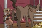  anatomically_correct anatomically_correct_anus animal_genitalia animal_penis anthro anthro_on_feral anus balls bdsm bestiality biped bondage bottomless bound butt clothed clothing cuffs_(disambiguation) equine equine_anus equine_penis female feral half-erect hay hay_bale hi_res horse kobold male male/female mammal partially_clothed penis piko raised_tail restrained zadirtybish 