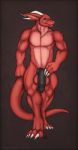  balls big_balls big_penis claws dragon fur furred_dragon half-erect horn knot looking_at_viewer male muscular olympiaxylaige palace_(character) penis solo thick_thighs walking 