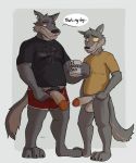  anthro balls bottomless canine clothed clothing delirost duo eddie_(orf) erection father father_and_son humanoid_penis incest male male/male mammal parent penis sam_(orf) son underwear wolf 