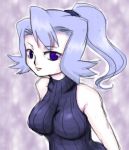  1girl bare_arms bare_shoulders blue_eyes blue_hair breasts creatures_(company) game_freak gym_leader high_ponytail ibuki_(pokemon) large_breasts lips long_hair nintendo pink_lips pokemon pokemon_(game) pokemon_gsc pokemon_hgss ponytail ribbed_sweater solo sweater upper_body 