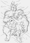  anthro armpit_hair black_and_white body_fur body_hair chest_fur chest_hair cuddling erection guilecrocodile_(artist) hairy junkrat_(overwatch) male male/male mammal monochrome overwatch overweight penis pig porcine pubes rat roadhog_(overwatch) rodent video_games 