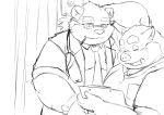  2018 anthro aotoaka bear boar clothing duo eyes_closed humanoid_hands male mammal overweight overweight_male polar_bear porcine rave_(housamo) shirt smoking tokyo_afterschool_summoners 