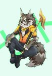  2018 anthro bottletanuki canine clothed clothing fur hi_res hoodie male mammal open_hoodie seth_(tas) tokyo_afterschool_summoners 