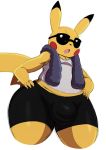  anthro big_booty_pikachu big_butt bulge butt clothing eyewear fan_character hand_on_butt hand_on_hip male mammal mouse nintendo open_mouth pikachu pok&eacute;mon pok&eacute;mon_(species) rodent simple_background solo sssonic2 sunglasses thick_thighs video_games white_background wide_hips 