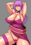  1girl alternate_color bonne_jenet breasts fatal_fury huge_breasts mark_of_the_wolves papepox2 purple_hair smile solo 