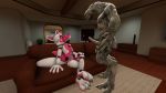  2_toes 3_toes 3d_(artwork) alien animatronic anthro canine claws crossed_legs crossover digital_media_(artwork) duo erection female five_nights_at_freddy&#039;s fox funtime_foxy_(fnafsl) halo_(series) humanoid imminent_sex interspecies leynadtsio machine male mammal muscular muscular_male nude penis robot sangheili sister_location sitting smile source_filmmaker toe_claws toes video_games 