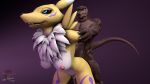  2018 3d_(artwork) ambiguous_penetration anthro black_sclera blue_eyes breasts cum digimon digital_media_(artwork) duo female fur gradient_background lizard male male/female nocturnalfuzz nude penetration purple_background renamon reptile scalie simple_background source_filmmaker yellow_fur 