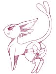  2018 anus eeveelution espeon female feral looking_at_viewer looking_back mammal monochrome nintendo open_mouth pok&eacute;mon pok&eacute;mon_(species) pussy raised_tail ribbons simple_background smile solo video_games white_background ɯ(_&ndash;_&ndash;_)ɯ 