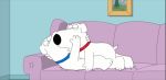  blue_collar brian_griffin canid canine canis cuddling domestic_dog eyes_closed family_guy kissing making_out mammal red_collar screencap sofa 
