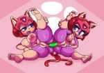  2018 4_fingers 4_toes anal anal_penetration armor blush breasts butt duo female female/female fur helmet looking_back nude open_mouth penetration pink_fur pizzacat polly_esther pussy samurai_pizza_cats sex simple_background slightly_chubby sssonic2 toes tongue 