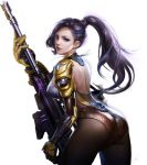  1girl ass contra contra:_return gun lucia_zero official_art ponytail sol weapon 