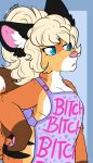  2019 anthro apron big_breasts breasts canid canine clothing digital_media_(artwork) fangs female fiona_sterling fox foxkit fur hair iroxykun mammal mature_female open_mouth orange_fur pawpads solo text white_hair 