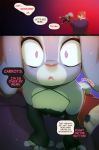  2018 anthro blush clothed clothing comic disney doxy english_text female judy_hopps lagomorph larger_male male mammal purple_eyes rabbit red_panda size_difference smaller_female text zootopia 