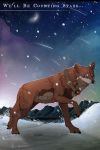  2013 black_bars black_nose blue_eyes brown_fur canine detailed_background digital_media_(artwork) feral fur mammal maplespyder solo standing wolf 
