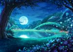  grass highres kurage_(kurakurapix) moon mushroom night night_sky no_humans original outdoors scenery sky star_(sky) starry_sky tree 