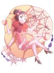  1girl bow extra_arms extra_eyes fangs high_heels insect_girl muffet purple_skin ribbon spider_girl tea teapot undertale 