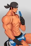  1boy abs food male_focus popsicle scruffley sitting solo tagme team_aqua topless 