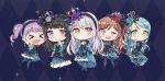 &gt;_&lt; :&lt; :d ;d \o/ aqua_hair argyle argyle_background arms_up bang_dream! bangs black_feathers black_hair blue_background blue_flower blue_legwear blue_rose blue_skirt brown_eyes brown_hair chibi commentary_request cross-laced_clothes crown fang feathers flower frown green_eyes grey_eyes grey_hair hair_feathers hair_flower hair_ornament hairband hand_on_hip hand_on_own_face highres hikawa_sayo imai_lisa jewelry long_hair minato_yukina multiple_girls necklace one_eye_closed one_side_up open_mouth outstretched_arms plaid plaid_background purple_eyes purple_flower purple_hair purple_rose red_flower red_rose rose roselia_(bang_dream!) round_teeth shirokane_rinko skirt smile sparkle standing striped striped_legwear teeth thighhighs tiny_(tini3030) twintails udagawa_ako upper_teeth v-shaped_eyebrows vertical-striped_legwear vertical_stripes white_flower white_rose xd 