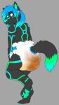  canid canine canis carnival-tricks cypher_(diaperedglowwolf) diaper digitigrade dipstick_tail eyebrows eyelashes feces fur hair looking_back male mammal messy_diaper multicolored_tail pawpads rear_view scat simple_background soiling solo urine watersports wet_diaper wetting wolf 