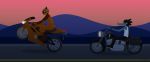  2018 alligator ankh anthro armor bea_(nitw) cat clothed clothing crocodilian duo eyeshadow feline female helmet hi_res jewelry mae_(nitw) makeup mammal motorcycle necklace night_in_the_woods outside reptile scalie skullgoat777 sky vehicle 