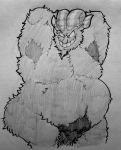  armpit_hair bobthetanuki cuphead_(game) demon facial_hair goatee grin horn horned_humanoid humanoid male not_furry nude overweight pubes smile solo the_devil_(cuphead) traditional_media_(artwork) video_games 