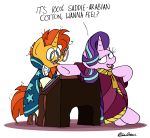  2018 bobthedalek clothing dialogue english_text equine eyewear female friendship_is_magic glasses horn male mammal my_little_pony robe starlight_glimmer_(mlp) sunburst_(mlp) text unicorn 